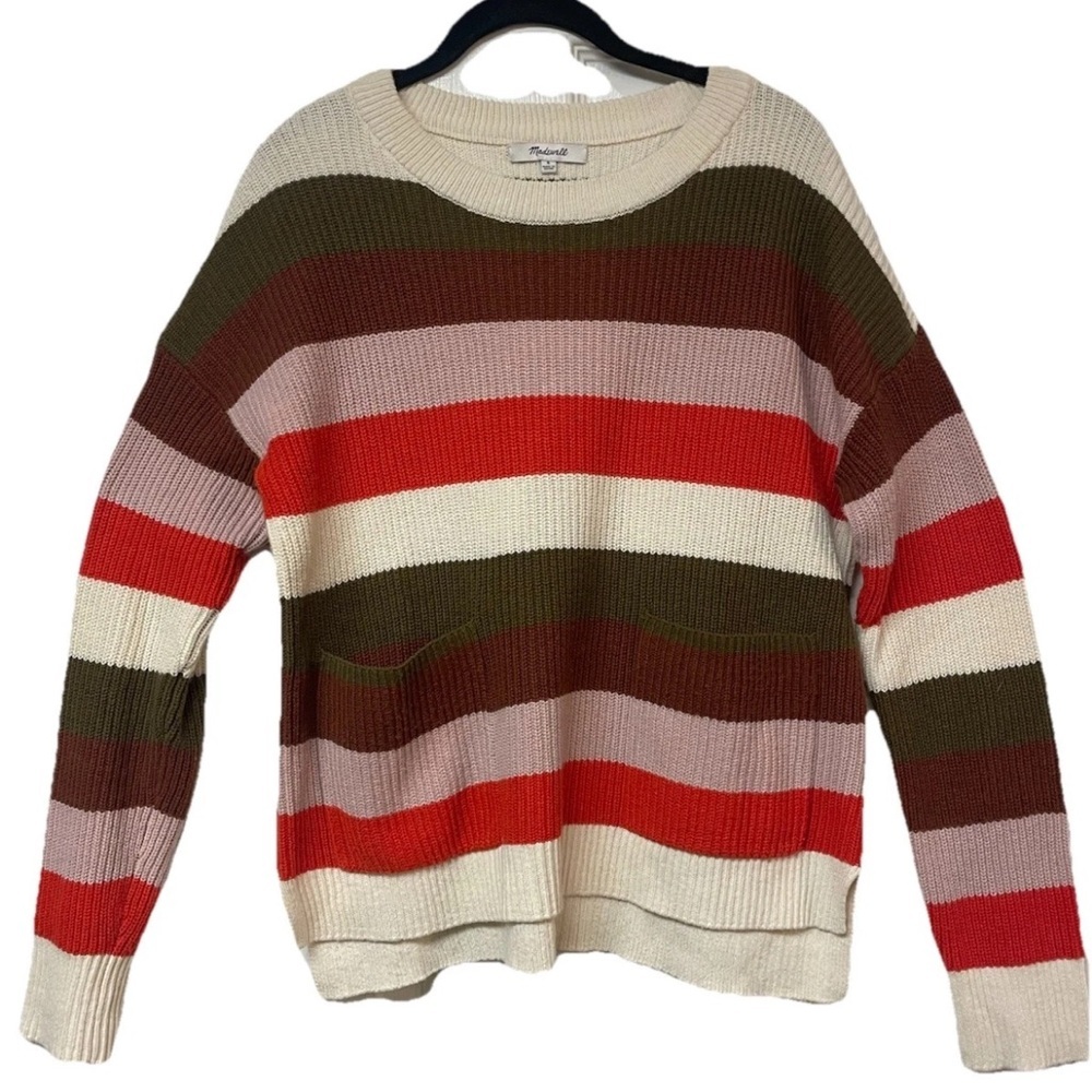Madewell Patch Pocket Pullover Women's Sweater in Walton Stripe Size S - Picture 2 of 7